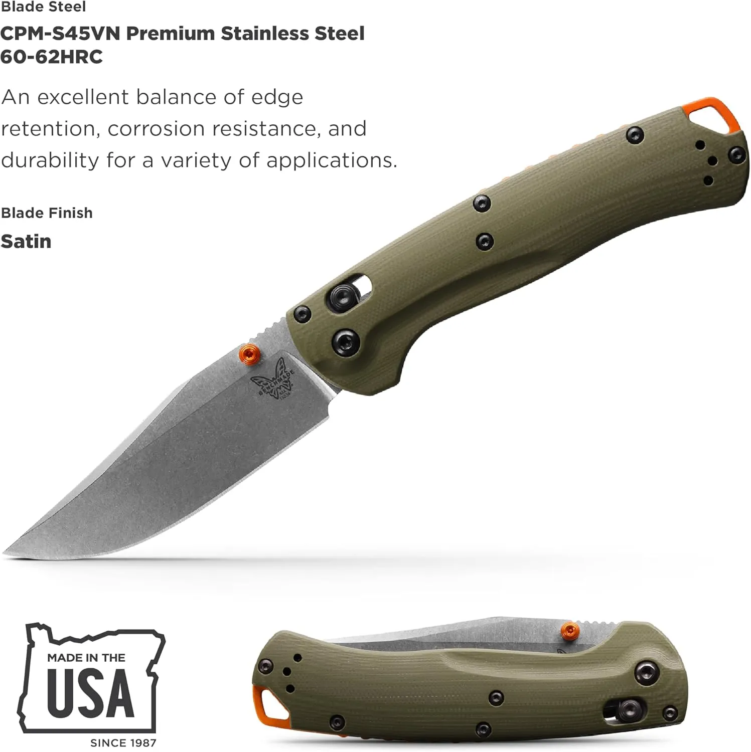 Benchmade - Taggedout 15536 Hunting Knife with OD Green Handle (15536)