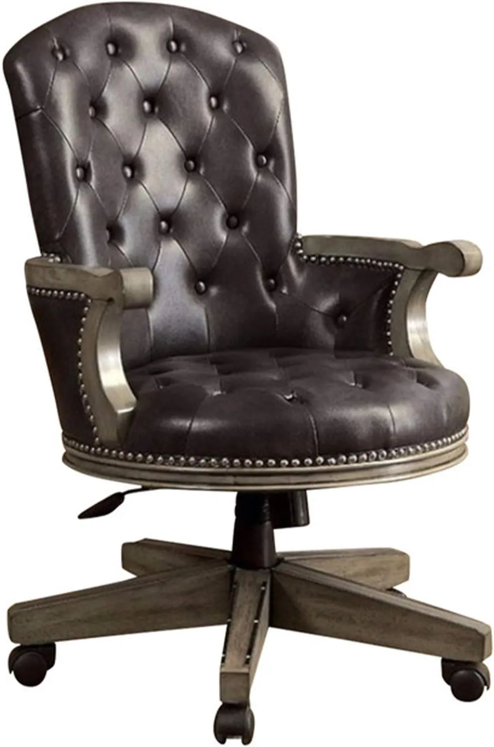 Benzara Yelena Height Adjustable Arm Chair, NA, Gray & Black