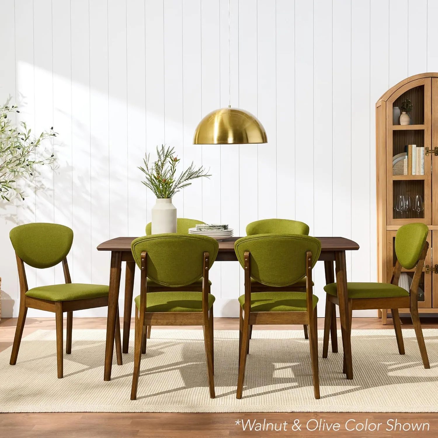 Best Choice Products Dining Chairs Set of 2, Mid-Century Modern Upholstered Wood, Armless w/Seat Cushion, Padded Backrest - Oak/Aqua