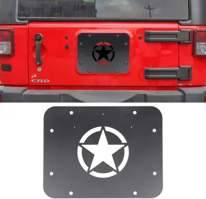 BESTAOO Spare Tire Delete Plate for Jeep JK Wrangler & Unlimited 2007-2017, Spare Tire Carrier Delete Filler Plate Tailgate Vent Cover Tramp Stamp - Star