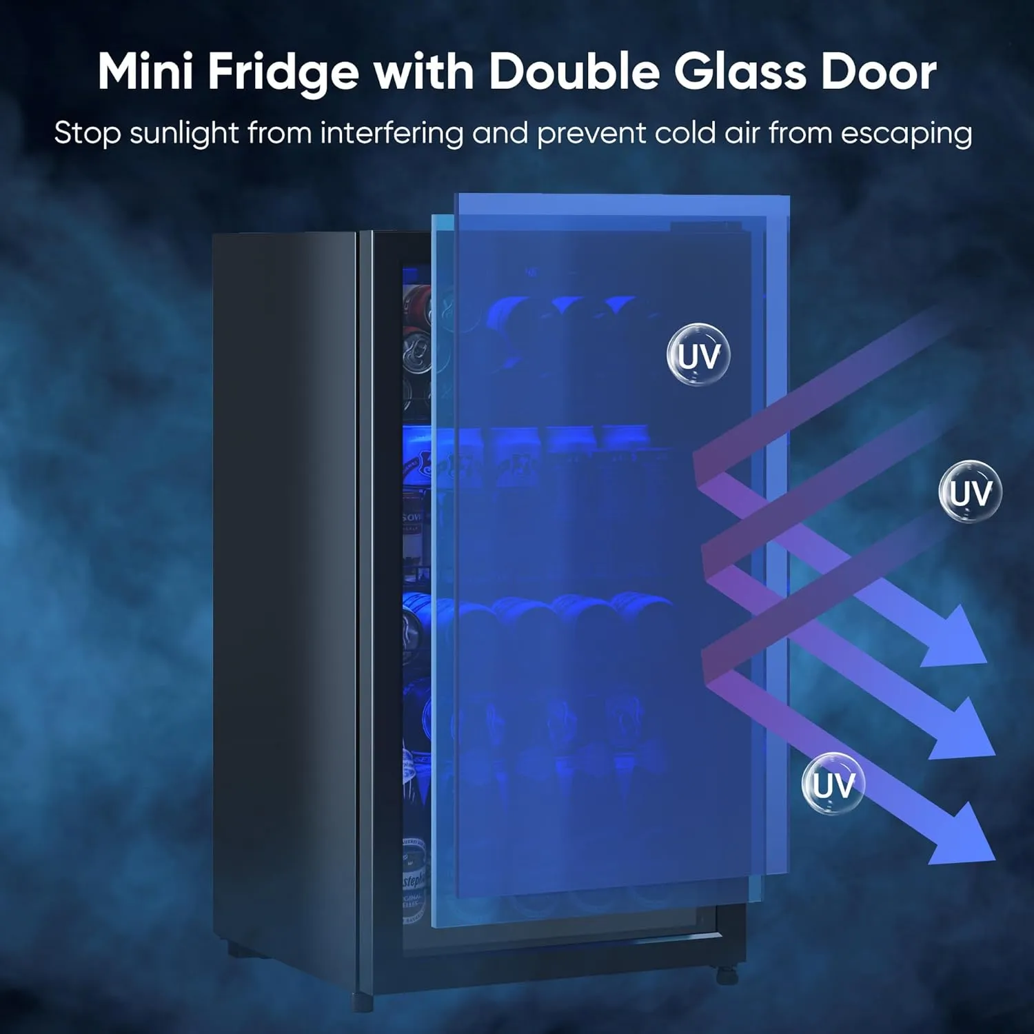 Beverage Fridge, Mini Fridge With Glass Door, Beverage Cooler Refrigerator, Wine Drink Beer Cooler, Adjustable Shelves & Digital Temperature Display