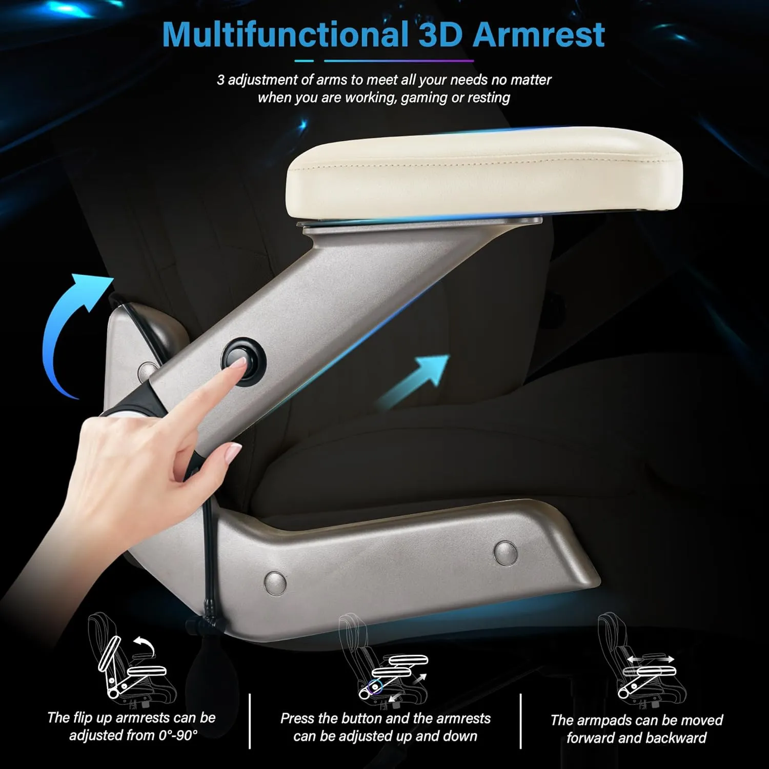 Big and Tall 700lbs Office Chair - Adjustable Lumbar Support 3D Flip Arms Heavy Duty Metal Base&Wheels, High Back Large Executive Computer Desk Chair, Thick Padded Ergonomic Design for Back Pain