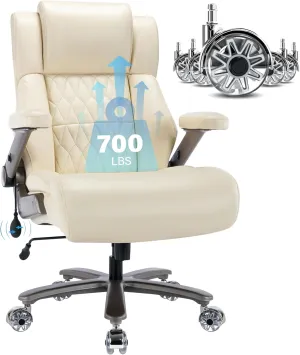 Big and Tall 700lbs Office Chair - Adjustable Lumbar Support 3D Flip Arms Heavy Duty Metal Base&Wheels, High Back Large Executive Computer Desk Chair, Thick Padded Ergonomic Design for Back Pain