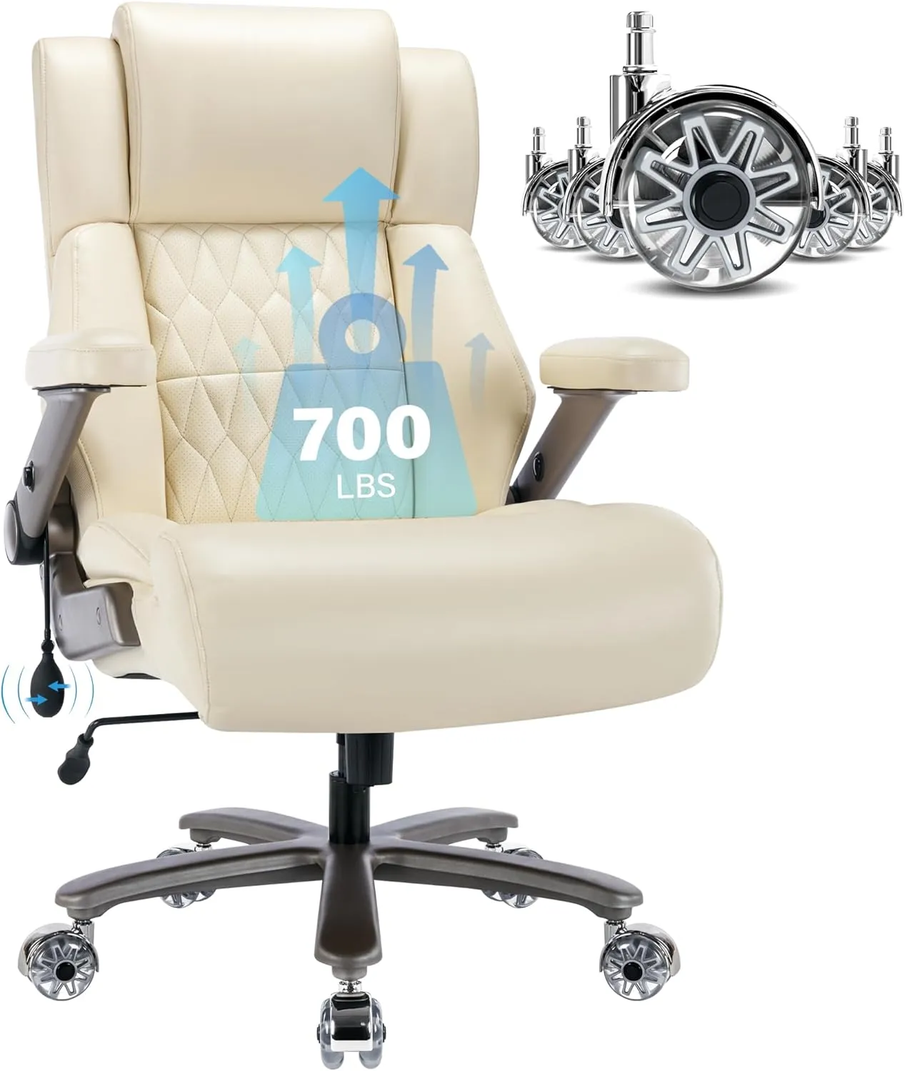 Big and Tall 700lbs Office Chair - Adjustable Lumbar Support 3D Flip Arms Heavy Duty Metal Base&Wheels, High Back Large Executive Computer Desk Chair, Thick Padded Ergonomic Design for Back Pain