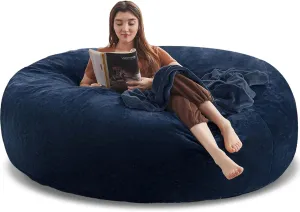 Big Bean Bag Chairs for Adults，6FT，Bean Bag Chair with Filler Included，Memory Foam Chair，Removable and Washable Flannel Cover, Living Room Furniture, Suitable for Bedroom and Dormitory.(Blue)