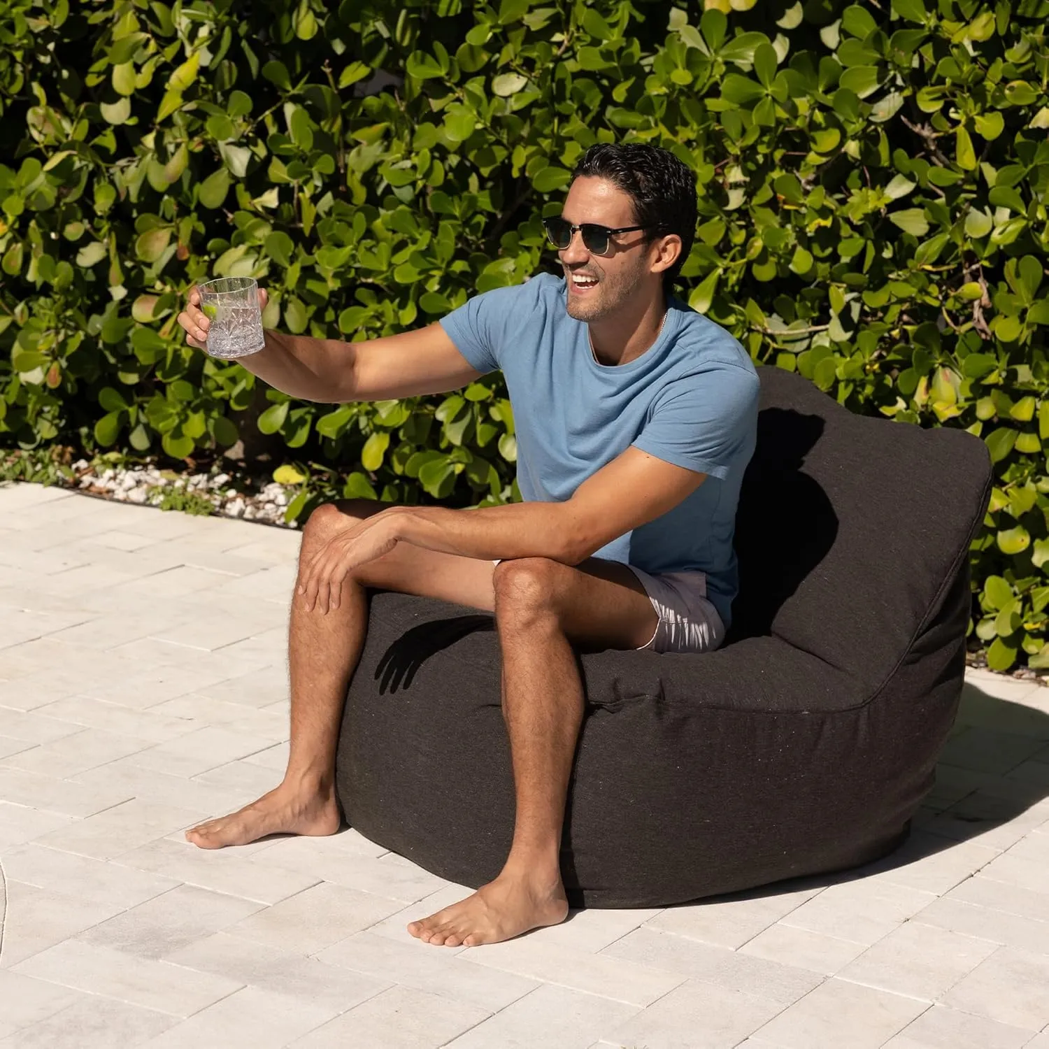 Big Joe Luft Lightweight Outdoor Patio Chair, Premium Sunbrella Fabric, ComfortFlow Bean Filling, Nightfall