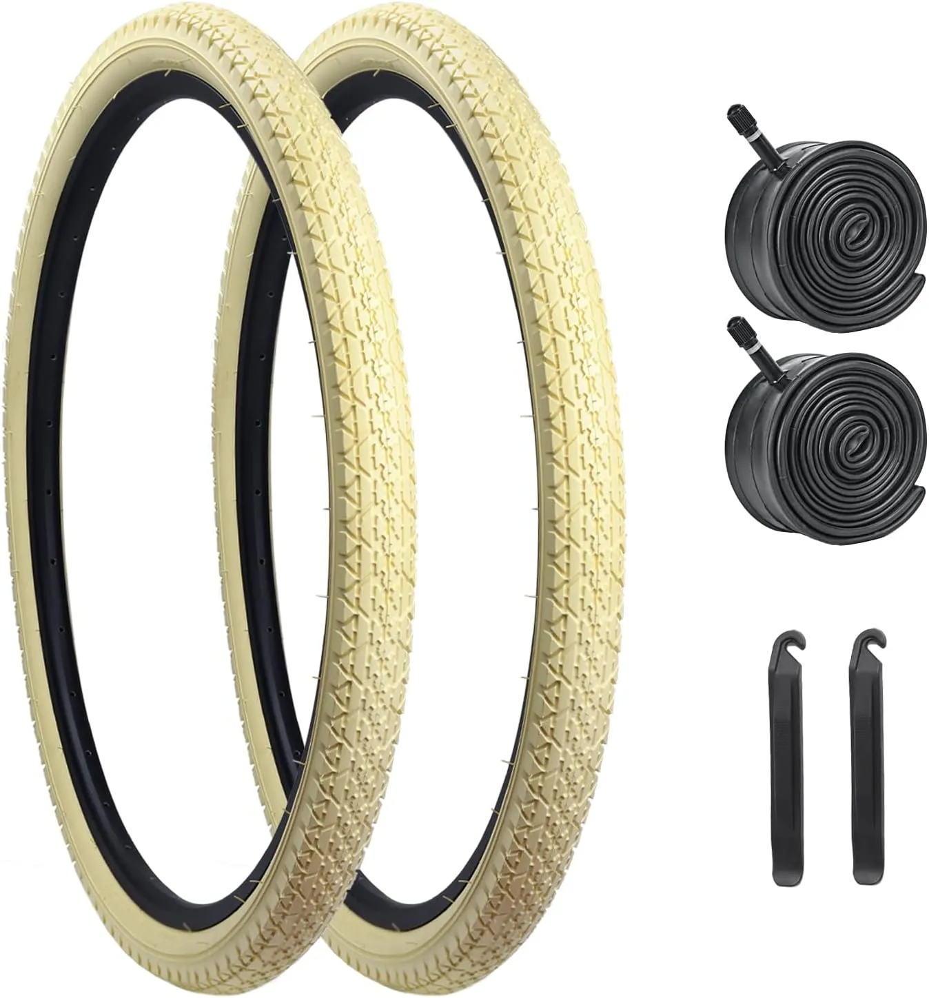 Bike Tires, HUIOK 24x2.125 Bike Tire Folding Beach Cruiser Tires Replacement with Tubes and Levers
