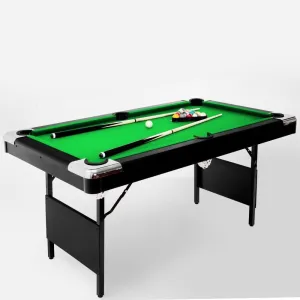 Billiard Tables, Portable Pool Table for Families with Easy Folding for Storage, Includes Balls, Cues, Brush Green 6FT