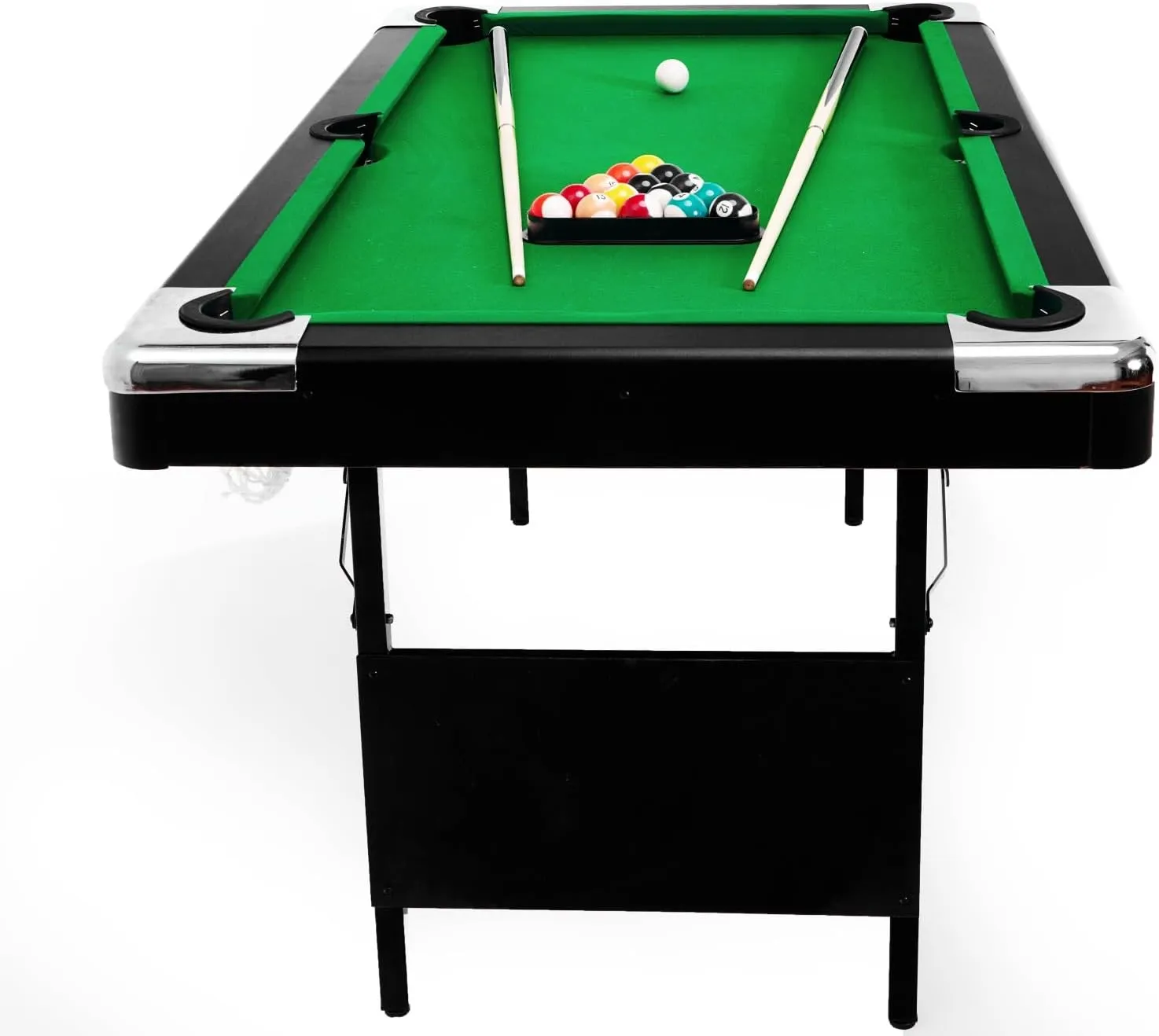 Billiard Tables, Portable Pool Table for Families with Easy Folding for Storage, Includes Balls, Cues, Brush Green 6FT