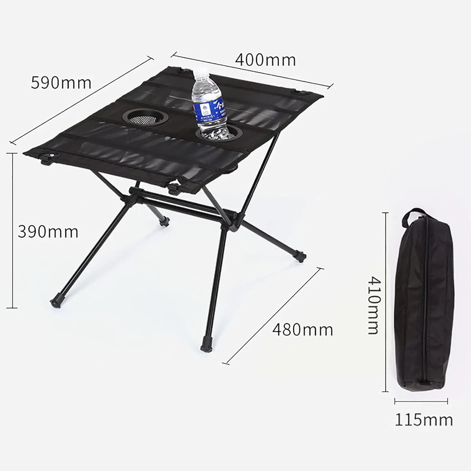BK&MF Folding Portable Camping Table,Aluminum Alloy Cloth Surface Dining Table Outdoor Travel Table Side Table with Carry Bag for Camping, Picnic, Beach,A,60x39x39cm(24x15x15inch)