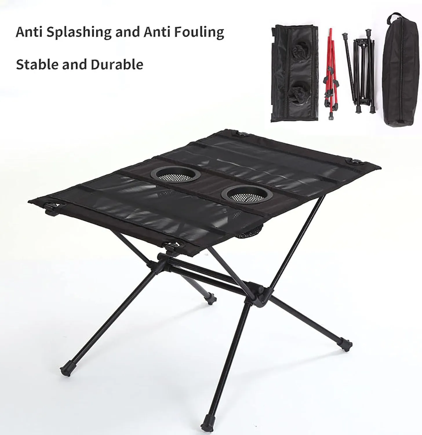 BK&MF Folding Portable Camping Table,Aluminum Alloy Cloth Surface Dining Table Outdoor Travel Table Side Table with Carry Bag for Camping, Picnic, Beach,A,60x39x39cm(24x15x15inch)