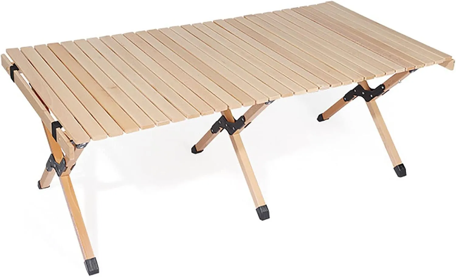 BK&MF Outdoor Wood Folding Table Beech,Portable Camping Table with Carry Bag Lightweight Roll-up Table Grill Table for Grill Travel Table Outdoor,B,120x60x45cm(47x24x18inch)