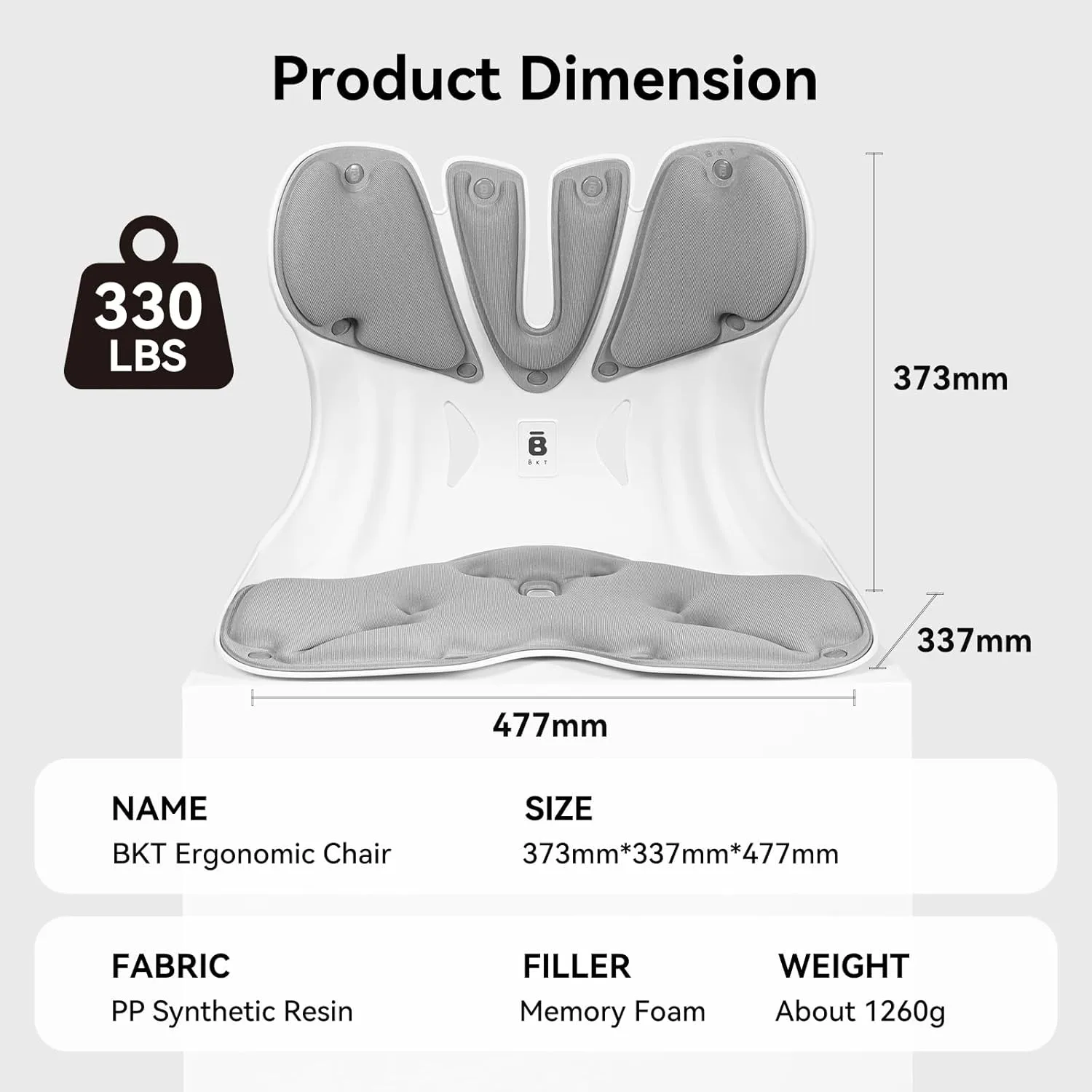 BKT Lumbar Support Seat Cushions Oversized Edition Ergoromic Office Chair for Students Office Workers Nursing Mothers Long Sitting Outdoor Fishing Floor Chair (Grey, Oversized Edition)