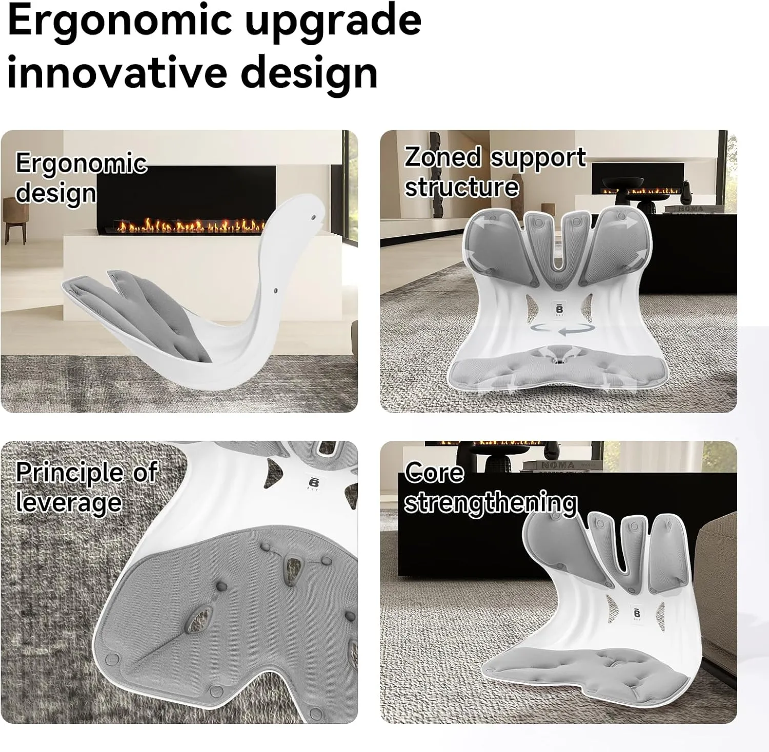 BKT Lumbar Support Seat Cushions Oversized Edition Ergoromic Office Chair for Students Office Workers Nursing Mothers Long Sitting Outdoor Fishing Floor Chair (Grey, Oversized Edition)