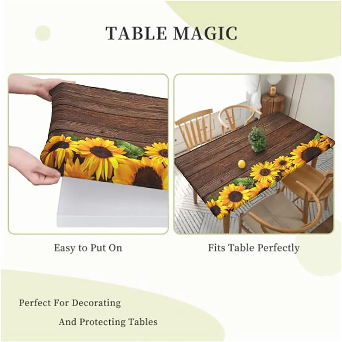 Black Grey White Fitted Tablecloth for Rectangle Table Tiger Nature Predator Watercolor Waterproof Wipeable Table Cloth Protector Animal Fits up 4 Foot Tables