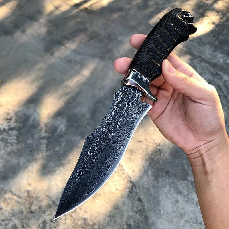 Black Knight Damascus Steel Outdoor Knife
