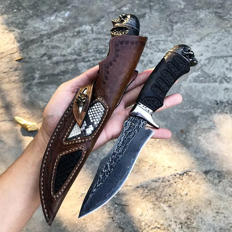 Black Knight Damascus Steel Outdoor Knife
