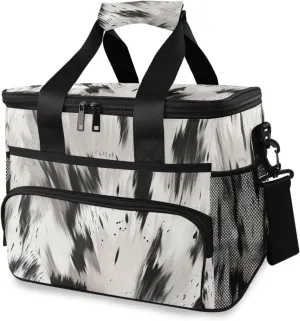 Black Marble Fluid Grey Cooler Bag Insulated Cooler Soft Sided Cooler 24 Can Portable Picnic Bag Large Leakproof Lunch Bag Box for Beach Grocery Camping Travel Car Men Women