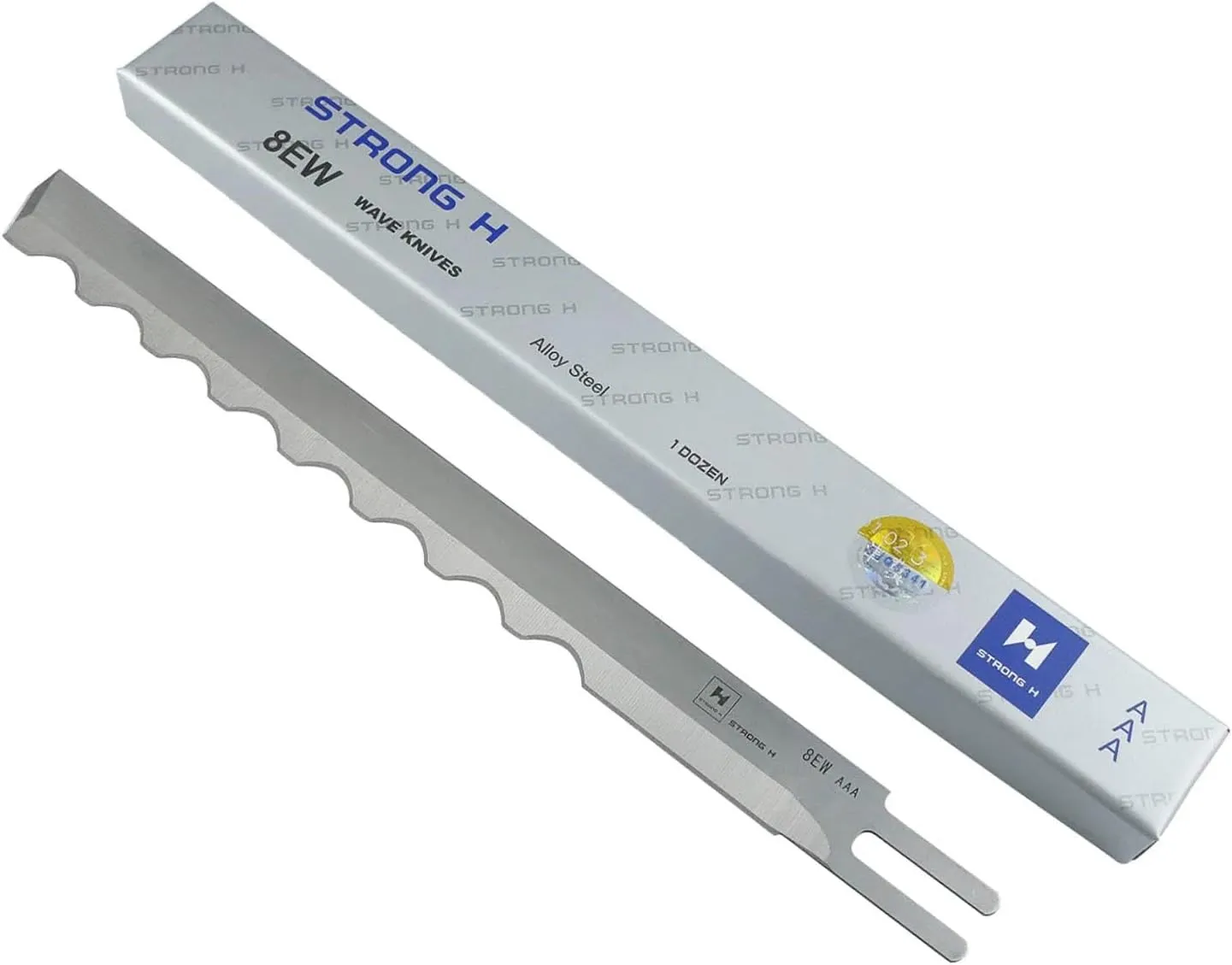 Blooy - 8 inch Wave Edge Blade for KM, Eastman, SULEE, DA YANG Straight Cutting Machine Fabric Cut Knife Made by Alloy Steel (1 Dozen)