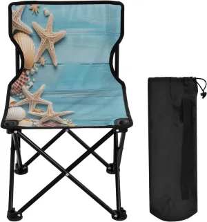 Blue Plank Starfish Portable Outdoor Folding Chair Anti-Slip Padded Oxford Cloth Stool Camping Chair Small for Beach Hiking Fishing Gardening Quad Camp Chair