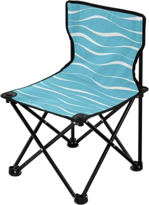 Blue Sea Waves Collapsible Camp Chairs for Adults Heavy Duty Lightweight Backpack Beach Chairs for Adults with Carrying Bag Fishing Chair for Concert Concert