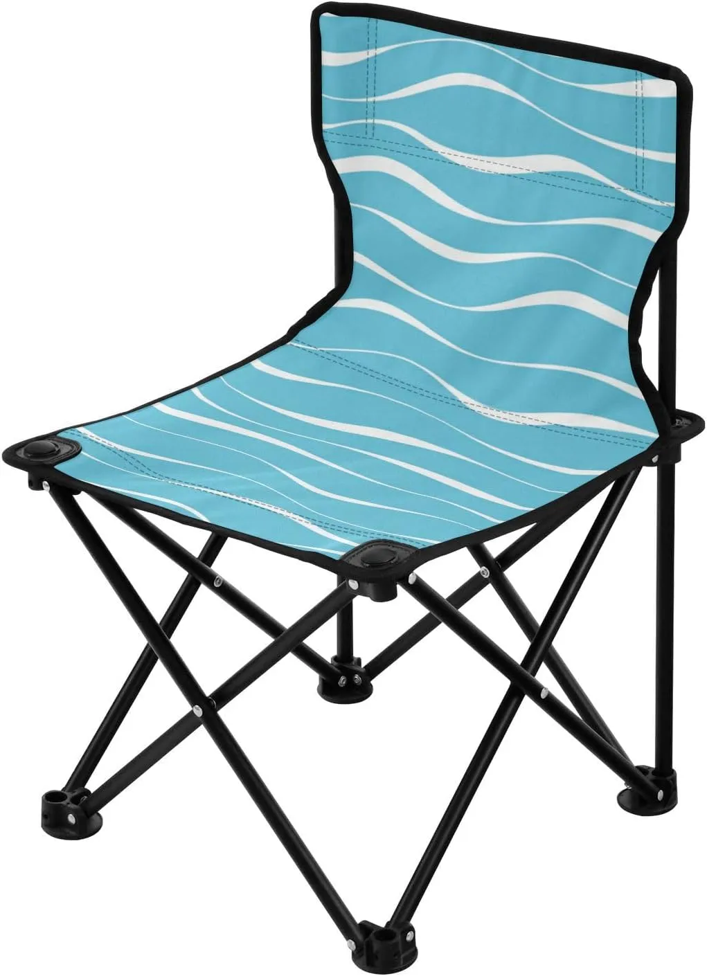 Blue Sea Waves Collapsible Camp Chairs for Adults Heavy Duty Lightweight Backpack Beach Chairs for Adults with Carrying Bag Fishing Chair for Concert Concert