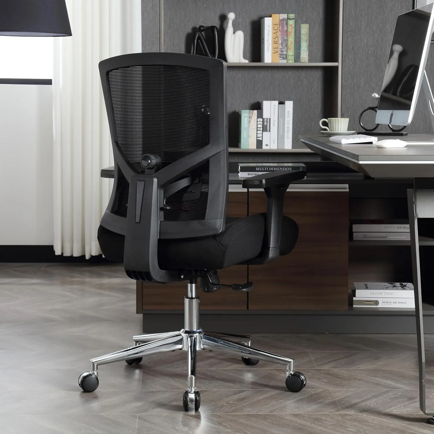 Blue Whale 500lbs Big and Tall Office Chair with 4D Armrests, Ergonomic Oversize Mesh Office Chair Widen 3D Cushion and Adjustable Lumbar Support Heavy Duty Office Chairs (500LB, Black)