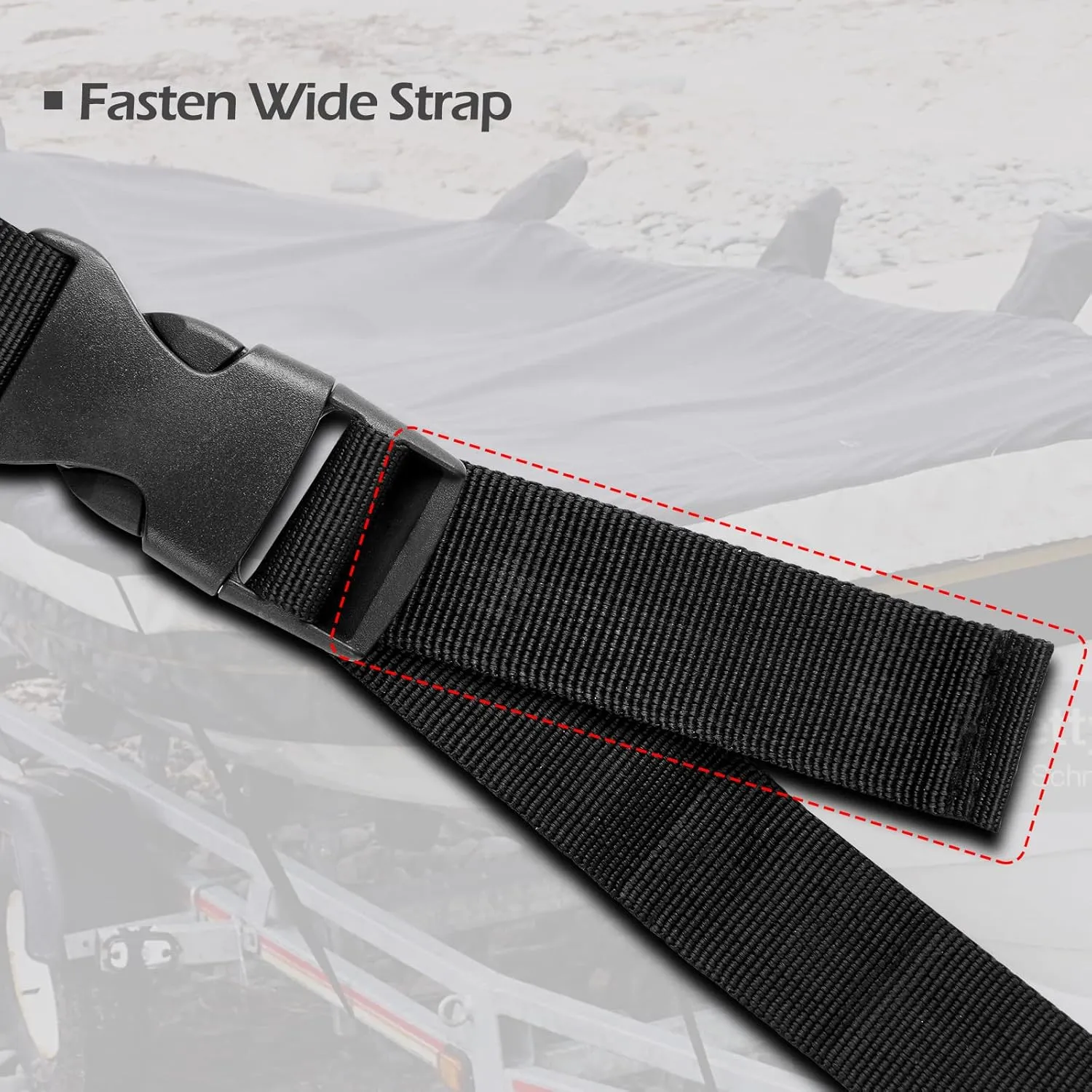 Boat Cover Straps, 6 Pack-1''Lx96''W Heavy Duty Polyester Adjustable Straps with Quick Release Buckle for Securing Trailers