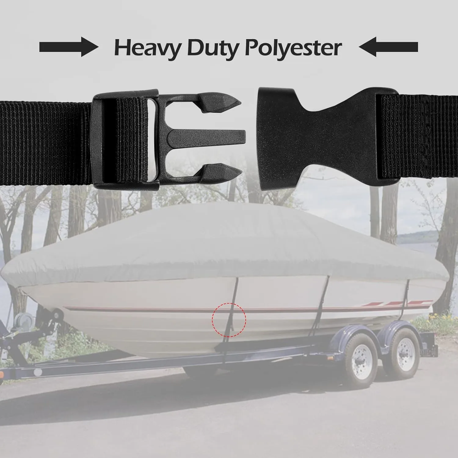 Boat Cover Straps, 6 Pack-1''Lx96''W Heavy Duty Polyester Adjustable Straps with Quick Release Buckle for Securing Trailers