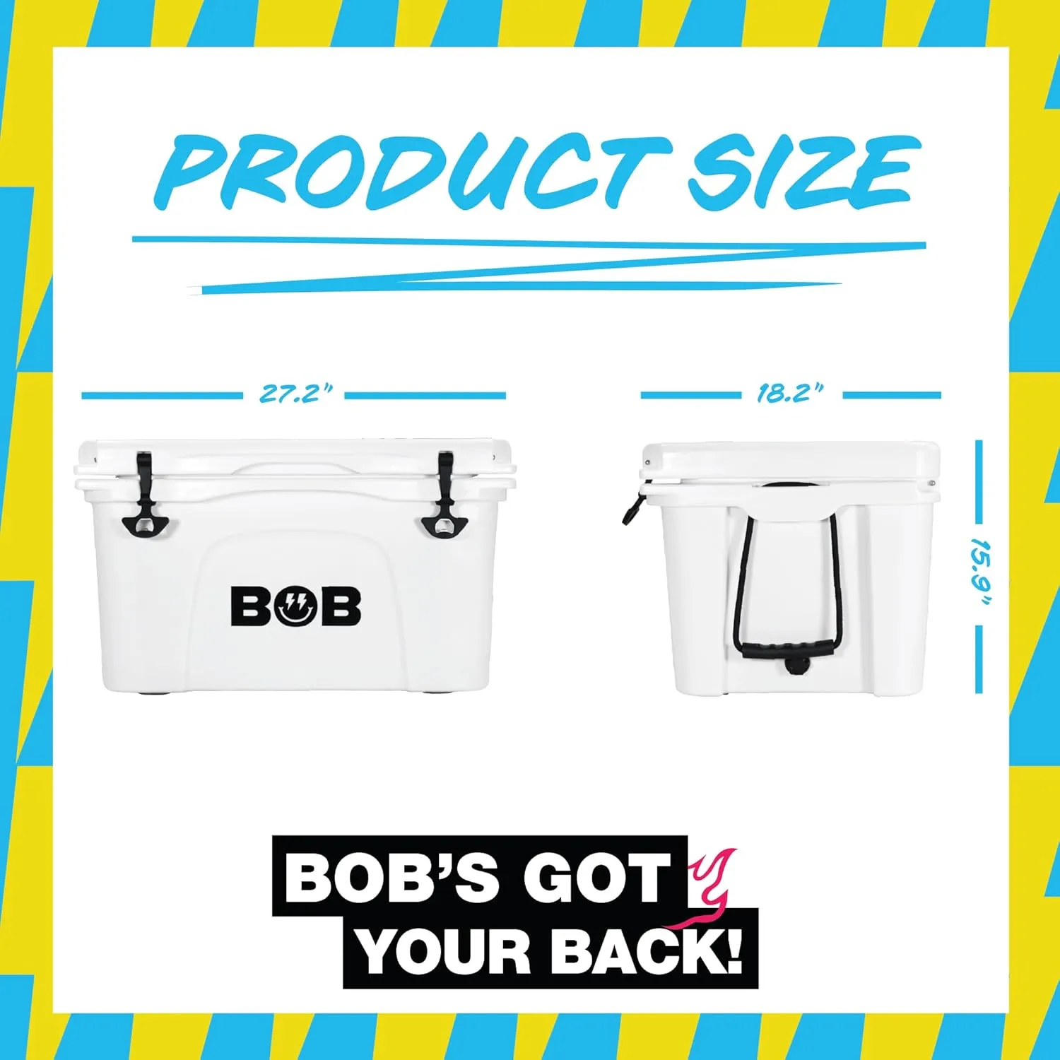BOB THE COOLER CO 50 Qt Hard Cooler, Portable Rotomolded Travel Cooler, Leak-Proof, Great for Beach, Camping, Tailgating, Sports, & More