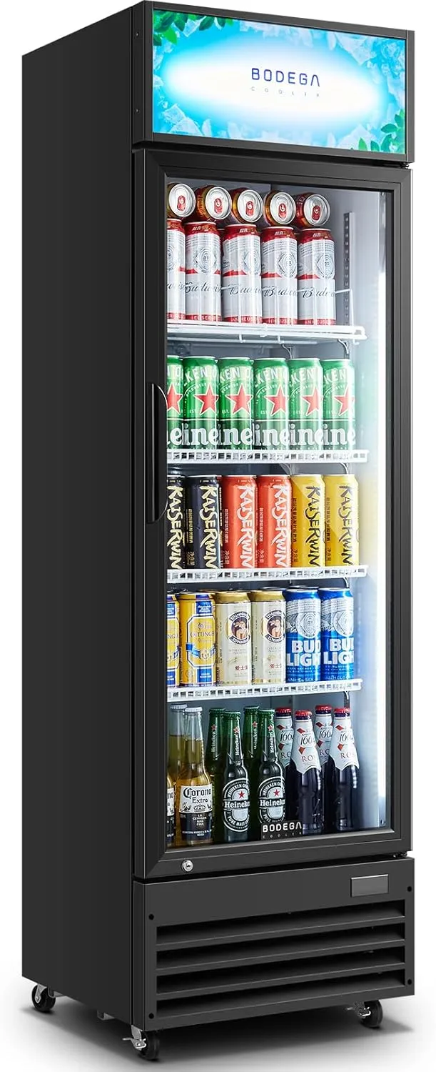 BODEGACOOLER Beverage refrigerator and cooler, commercial refrigerators for drink,Bar, drink. Glass door display refrigerator with Soft LED Light. Commercial fridge as bar cooler for party.9.0 Cu. Ft.