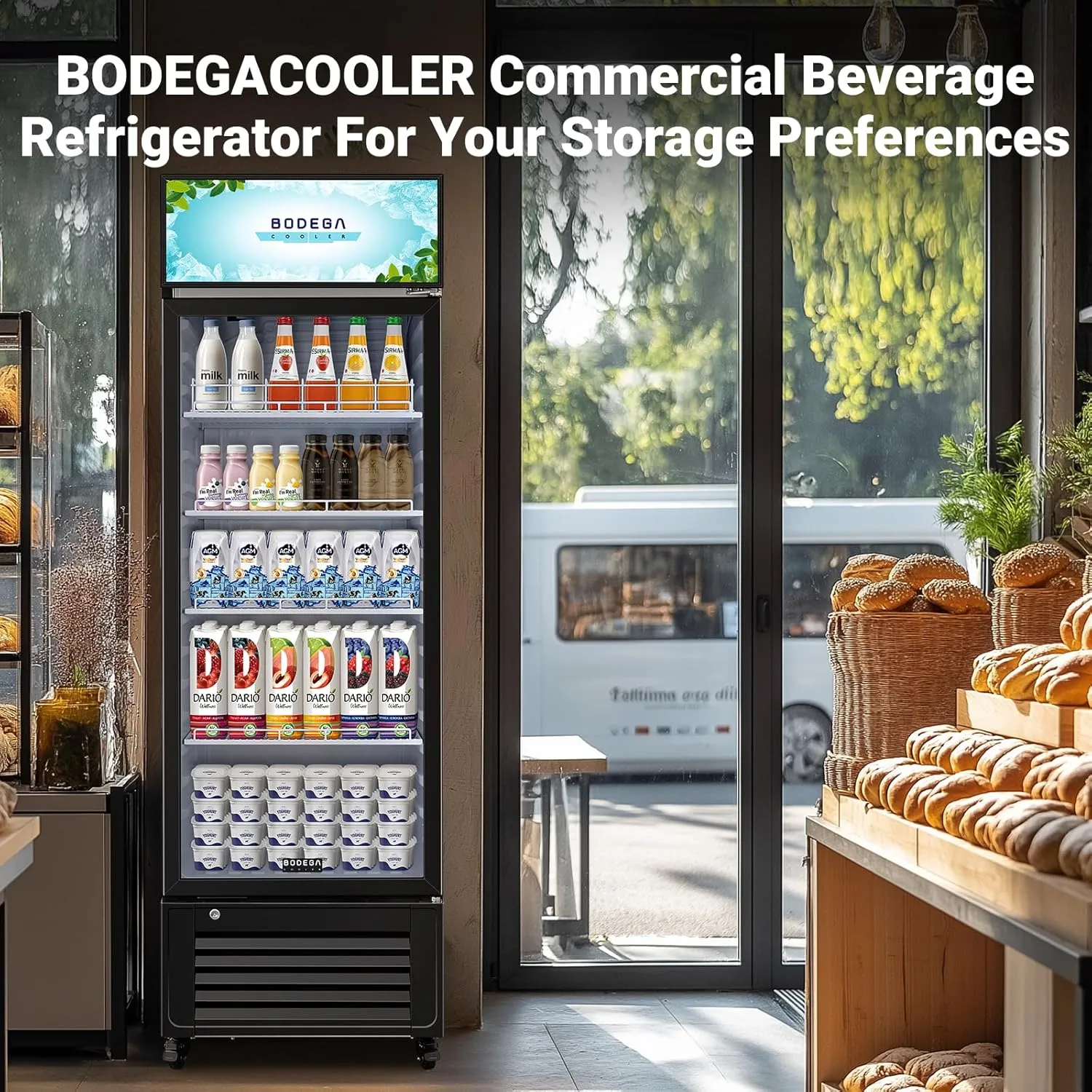 BODEGACOOLER Beverage refrigerator and cooler, commercial refrigerators for drink,Bar, drink. Glass door display refrigerator with Soft LED Light. Commercial fridge as bar cooler for party.9.0 Cu. Ft.