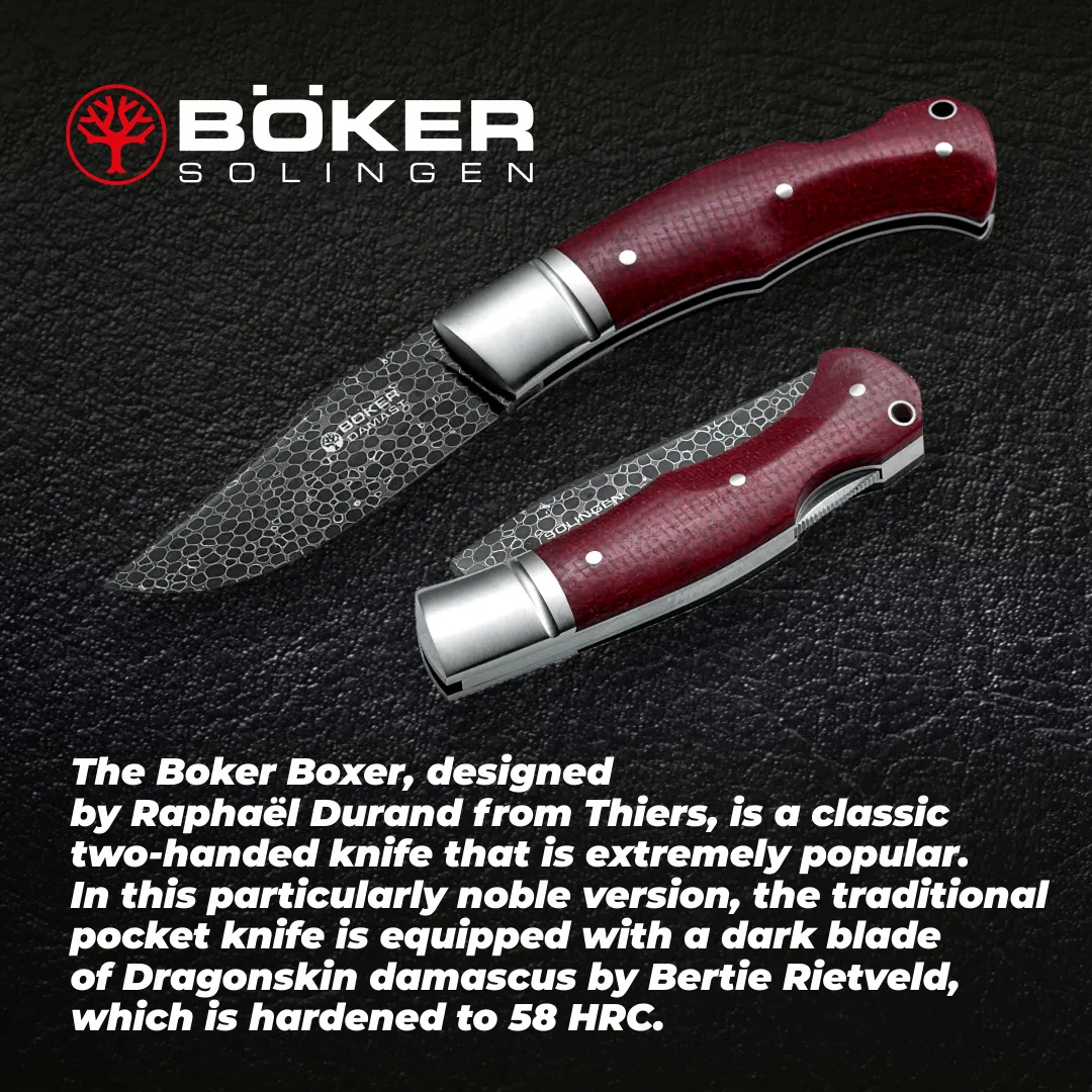 Boker Plus Boxer Damascus 2.95" Folding Pocket Knife (111025DAM)