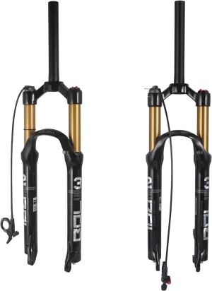 BOLANY 26/27.5/29 inch MTB Bicycle Magnesium Alloy Suspension Fork, Tapered Steerer and Straight Steerer Front Fork (Manual Lockout - Remote Lockout)