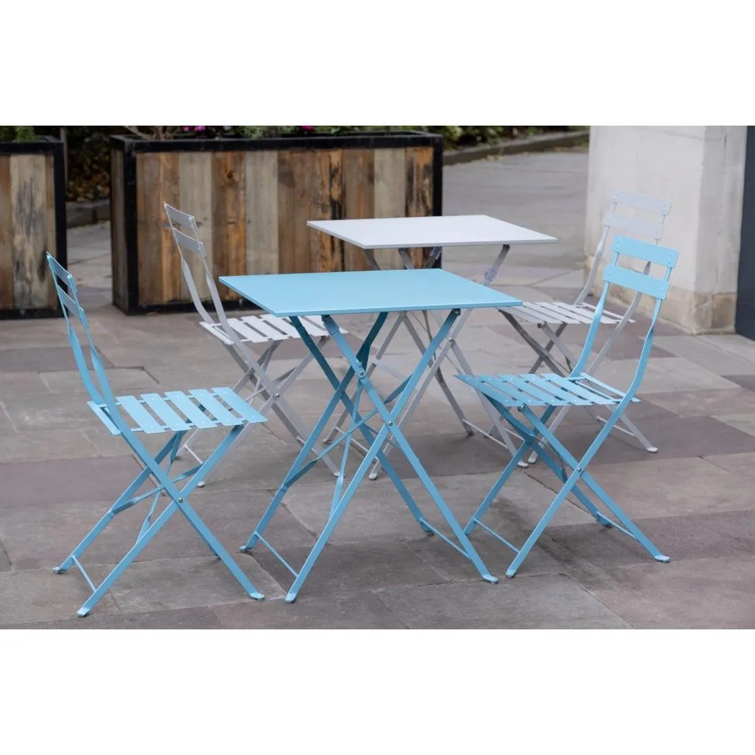 Bolero Perth Blue Pavement Style Steel Table Square 600mm