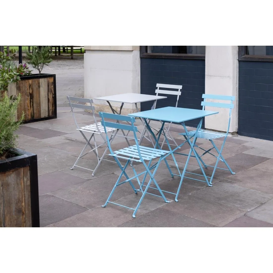 Bolero Perth Blue Pavement Style Steel Table Square 600mm