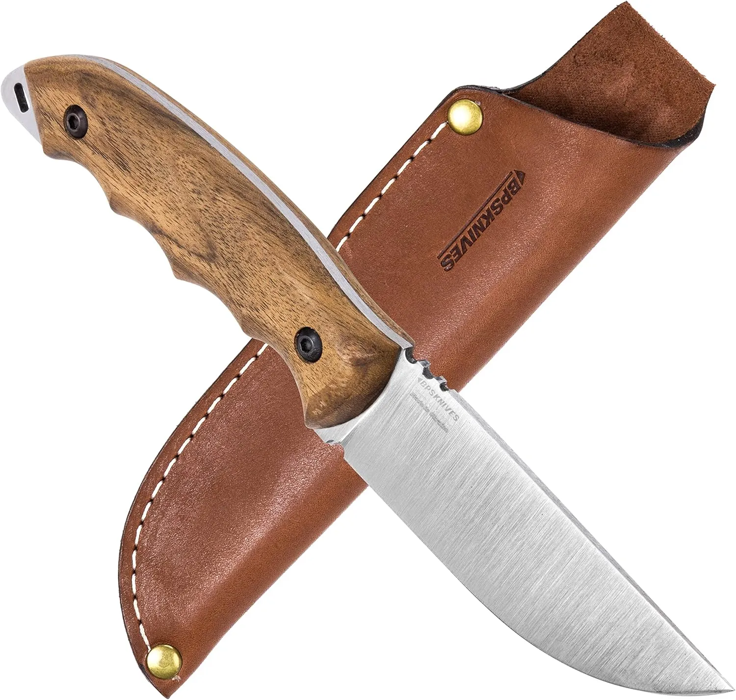 BPS Knives HK4 SSH - Fixed-Blade Stainless Steel Knife - Camping Full-Tang Knives with Leather Sheath - Survival Tactical Handmade Camp Knives- Utility Bushcraft Knife