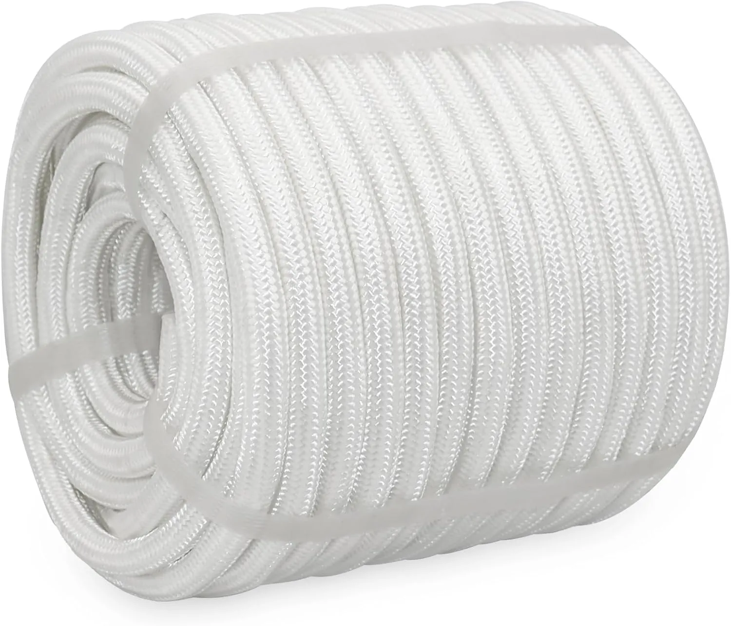 Braided Polyester Rope 3/8 inch x 100 feet - Heavy Duty Rope for Swing Tree Felling Pulling (White)