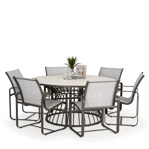 Brasilia Outdoor Aluminum 7 Piece Sling Dining Set