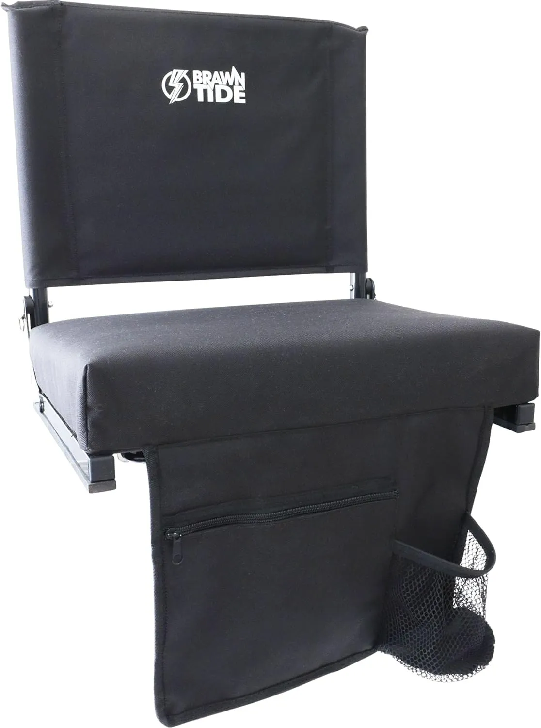 BRAWNTIDE Wide Stadium Seat - Extra Thick Cushion, Great Back Support, Lightweight Chair, Multiple Storage Pockets, Compact, Ideal for Sporting Events