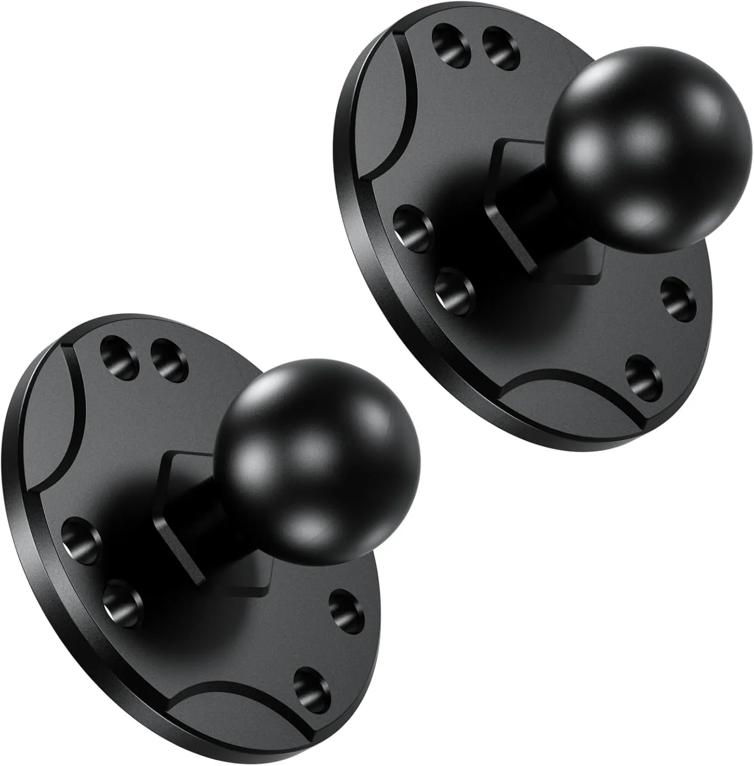 BRCOVAN 2 PCS, 1'' Ball Mount Base with Aluminum Alloy AMPS Hole Round Plate, Compatible with RAM Mounts B Size 1 Inch Ball Double Socket Arm