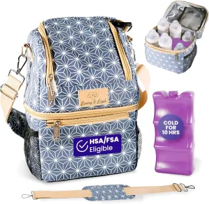 BreastMilk Cooler Travel Bag and Ice Pack for 6 Bottles, Baby Cooler for Travel,Family Owned Brand, Insulated Storage Bag for Daycare Infant, Chill Bottle Chiller Carrier, Milk Chiller for breastmilk