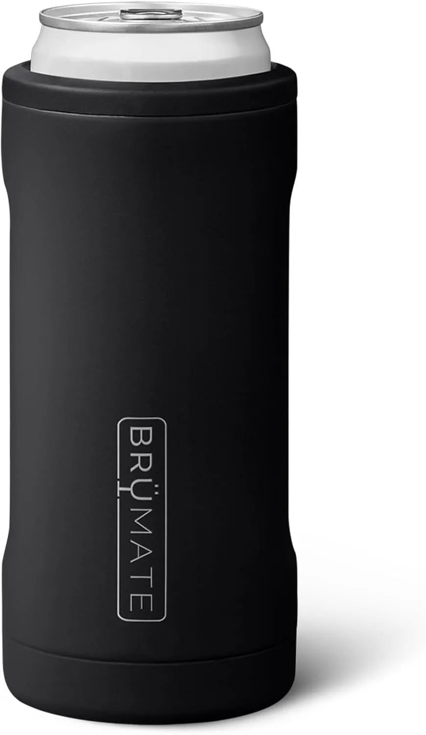 BrüMate Hopsulator Slim Can Cooler Insulated for 12oz Slim Cans | Skinny Can Insulated Stainless Steel Drink Holder for Hard Seltzer, Beer, Soda, and Energy Drinks (Matte Black)