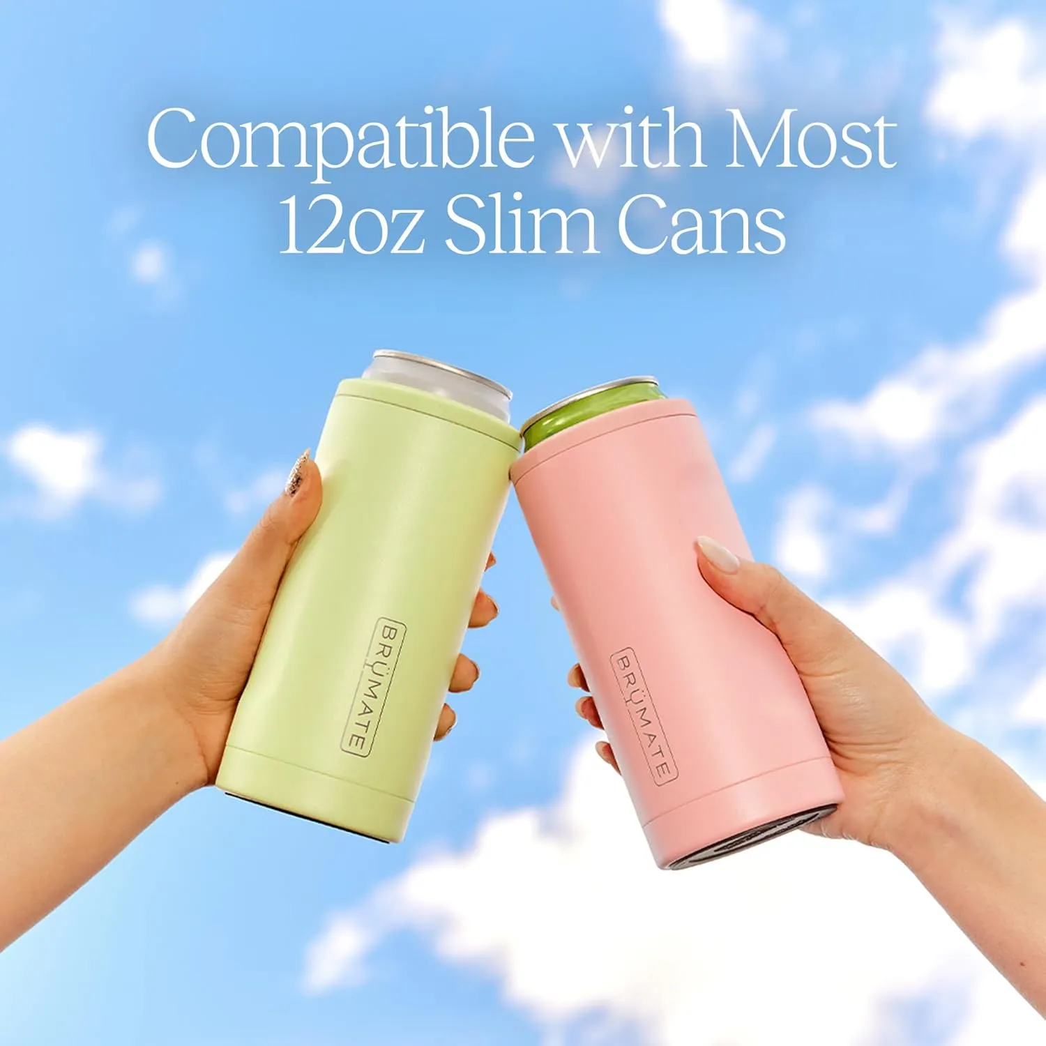 BrüMate Hopsulator Slim Can Cooler Insulated for 12oz Slim Cans | Skinny Can Insulated Stainless Steel Drink Holder for Hard Seltzer, Beer, Soda, and Energy Drinks (Stainless)