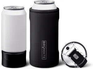 BrüMate Hopsulator Trio 3-in-1 Insulated Can Cooler for 12oz / 16oz Cans   100% Leak Proof Tumbler with Lid | Insulated for Beer, Soda, and Energy Drinks (Matte Black)