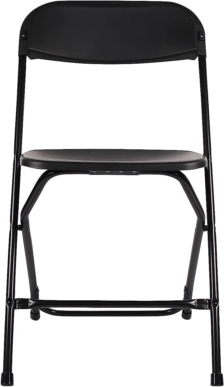 BTEXPERT Set of 10,Black Plastic Folding Chair Steel Frame Commercial High Capacity Event Chair Lightweight Set for Office Wedding Party Picnic Kitchen Dining Church School