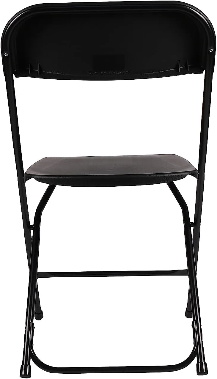 BTEXPERT Set of 10,Black Plastic Folding Chair Steel Frame Commercial High Capacity Event Chair Lightweight Set for Office Wedding Party Picnic Kitchen Dining Church School
