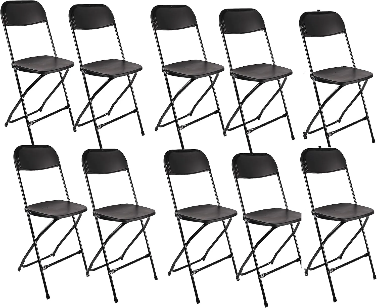 BTEXPERT Set of 10,Black Plastic Folding Chair Steel Frame Commercial High Capacity Event Chair Lightweight Set for Office Wedding Party Picnic Kitchen Dining Church School