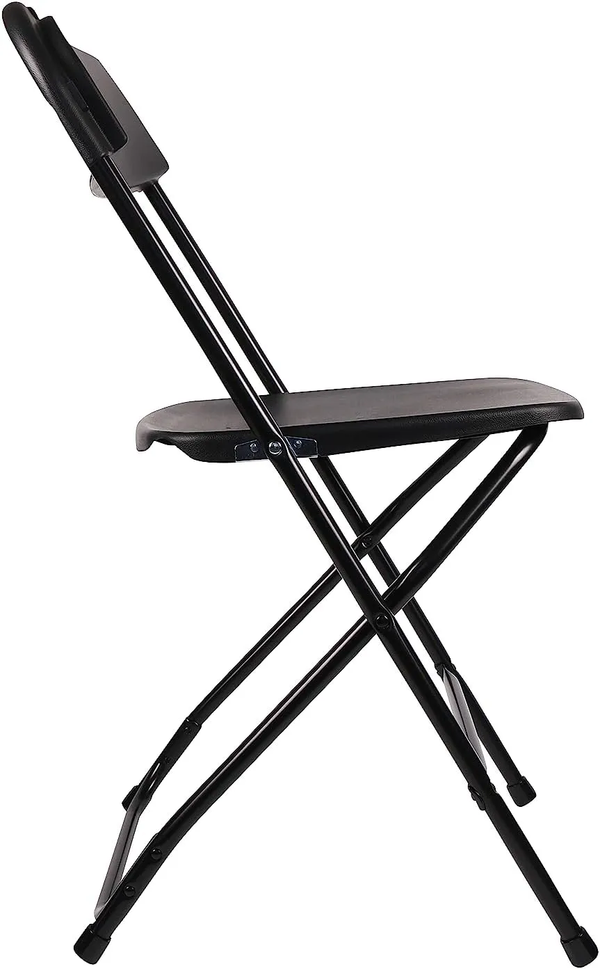 BTEXPERT Set of 10,Black Plastic Folding Chair Steel Frame Commercial High Capacity Event Chair Lightweight Set for Office Wedding Party Picnic Kitchen Dining Church School