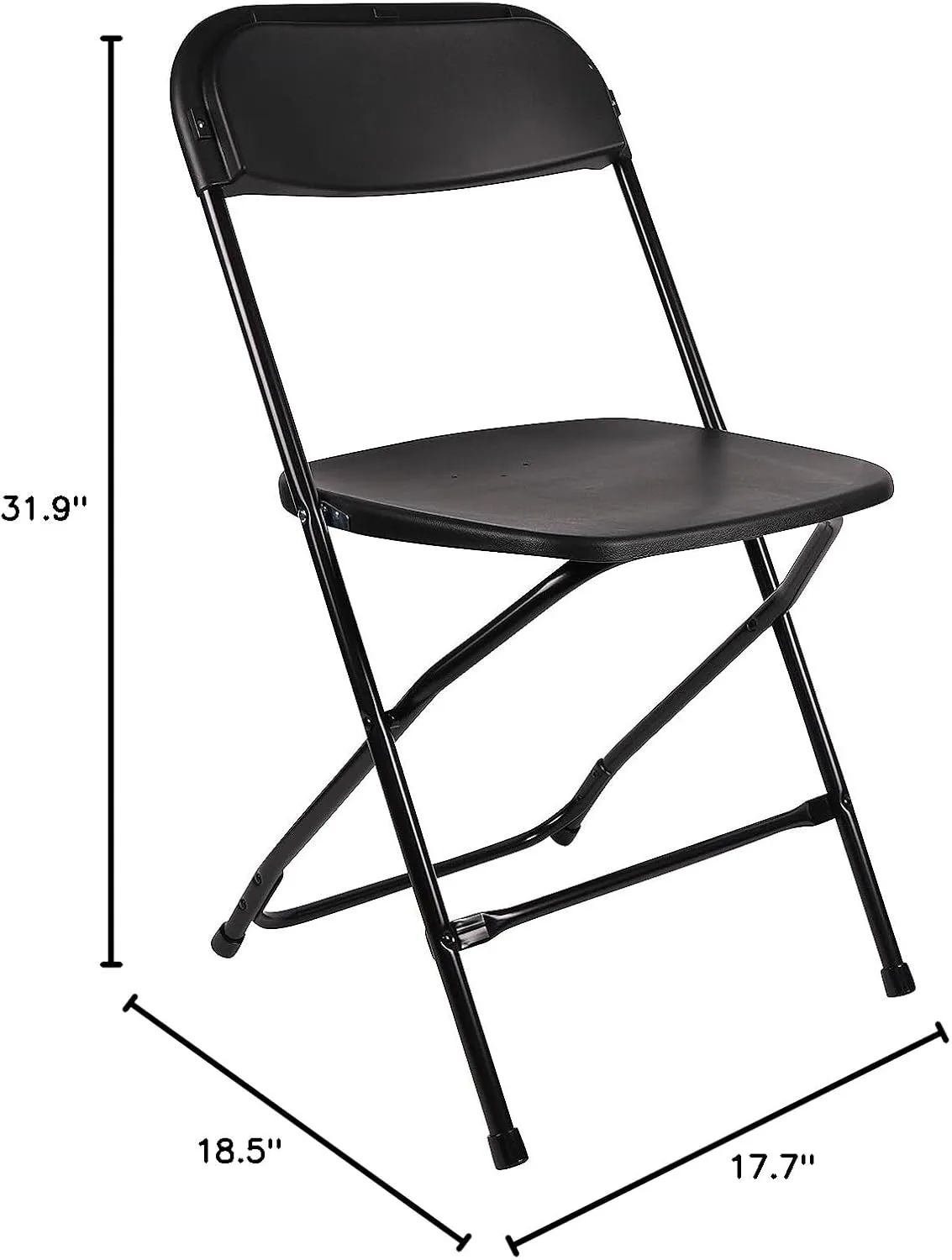 BTEXPERT Set of 10,Black Plastic Folding Chair Steel Frame Commercial High Capacity Event Chair Lightweight Set for Office Wedding Party Picnic Kitchen Dining Church School